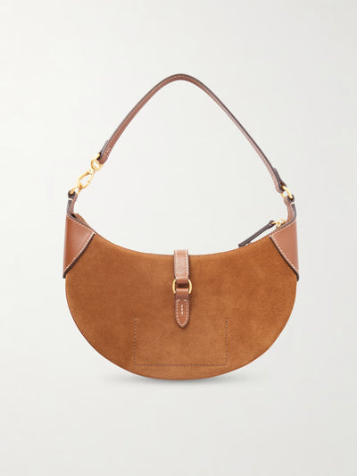 Schultertasche aus Wildleder mit Lederbesatz