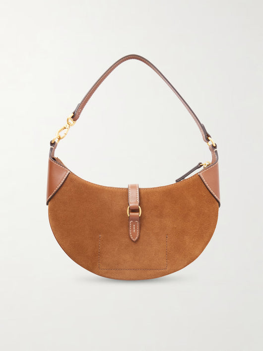 Schultertasche aus Wildleder mit Lederbesatz